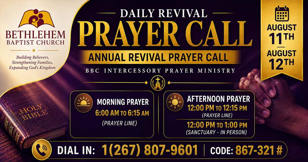 advertisement for the Revival Prayer Call. Click for details